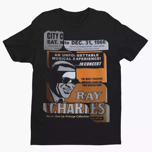 Ray Charles Concert Unisex Tee - Never Give Up Vintage Collection